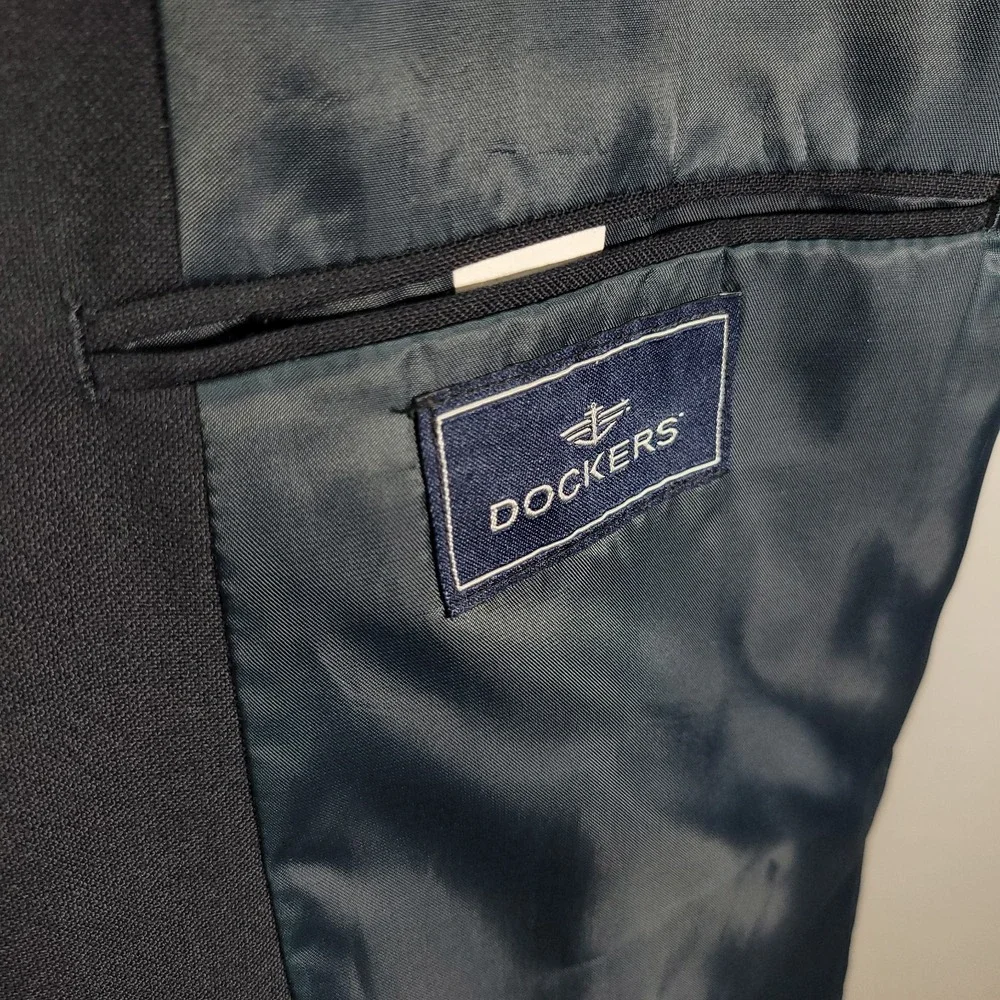 Dockers Men's Sport Coat Blazer Two Button‎ Deep Navy Polyester Wool 46R